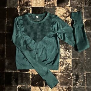 Joy Lab forest green mesh workout top